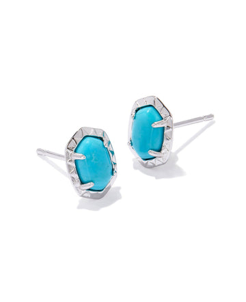Kendra Scott Daphne Stud Earrings Silver Variegated Turquoise Magnesite