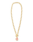 Kendra Scott Daphne Link And Chain Necklace Gold Light Pink Iridescent Abalone
