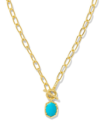 Kendra Scott Daphne Link And Chain Necklace Gold Variegated Turquoise Magnesite