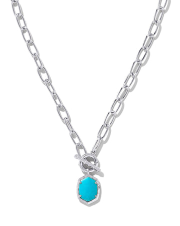 Kendra Scott Daphne Link And Chain Necklace Silver Variegated Turquoise Magnesite