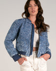 Quilted Bomber Jacket- Navy