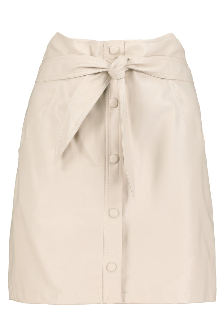 Vegan Leather Button Up Front Skirt