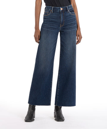 Kut From The Kloth Meg High Rise Fab Ab Wide Leg Raw Hem