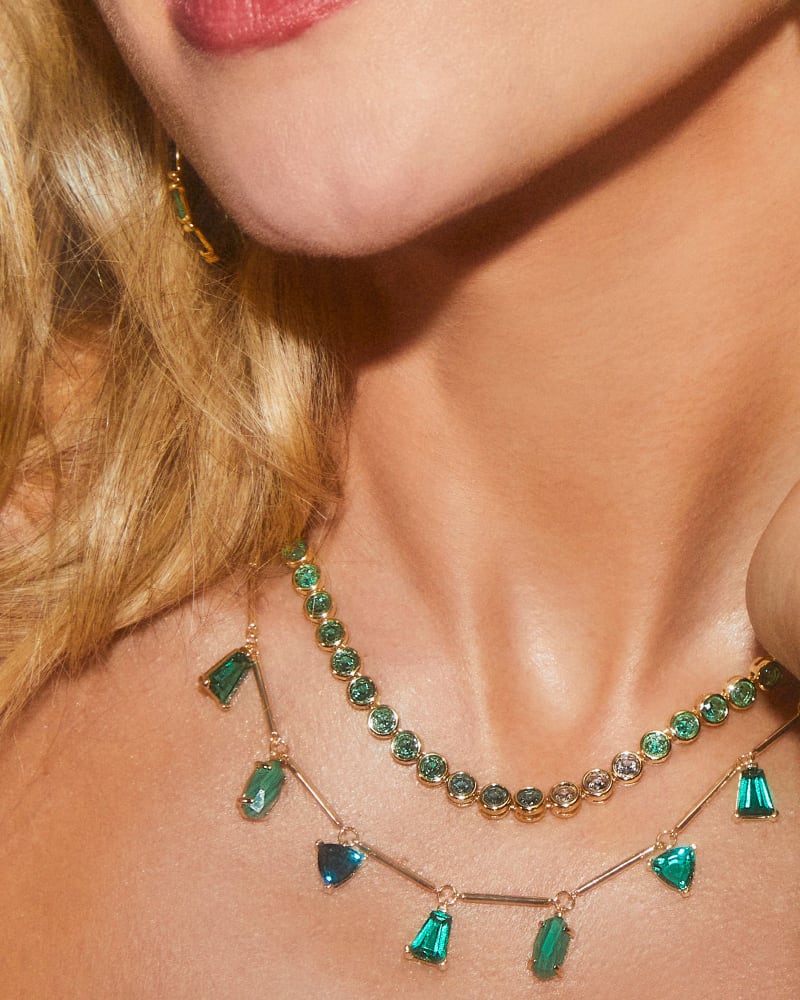 Kendra Scott Blair Jewel Strand Necklace Gold Emerald Mix