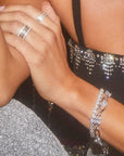 Kendra Scott Carmen Tennis Bracelet Bright Silver Metal White Cubic Zirconia