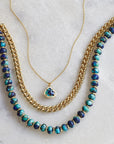 Kendra Scott Kendall Pendant  Necklace Gold Bronze Veined Lapis Turquoise