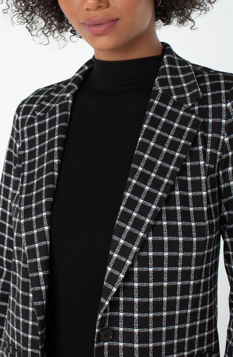 Fitted Blazer - Black White Simple