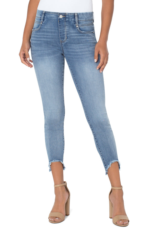 Liverpool Gia Glider Crop Skinny w/Curved Fray Hem