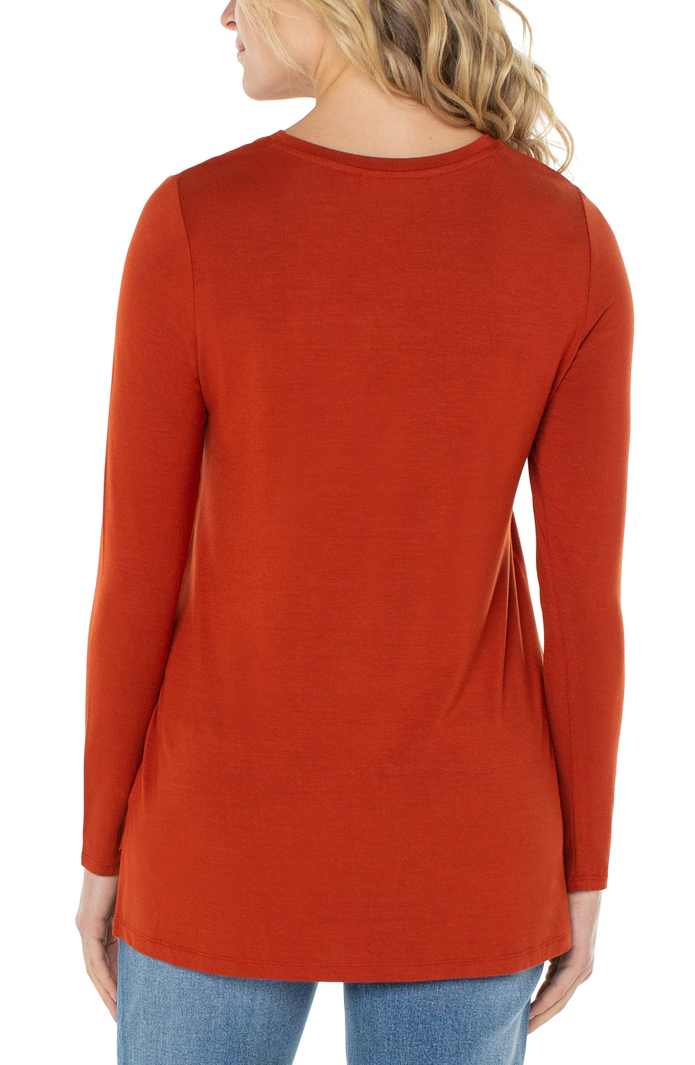 Long Sleeve Scoop Neck Tee - Terracotta