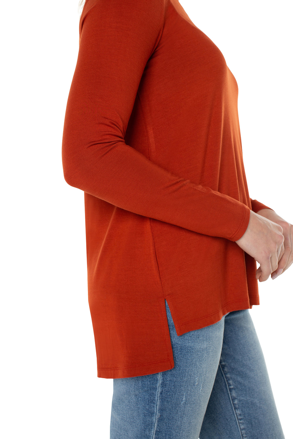 Long Sleeve Scoop Neck Tee - Terracotta