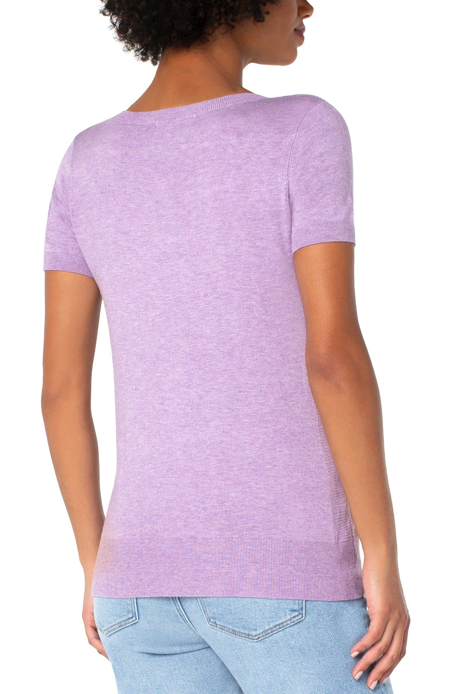 Scoop Neck Short Sleeve Sweater w/Pique - Purple Haze