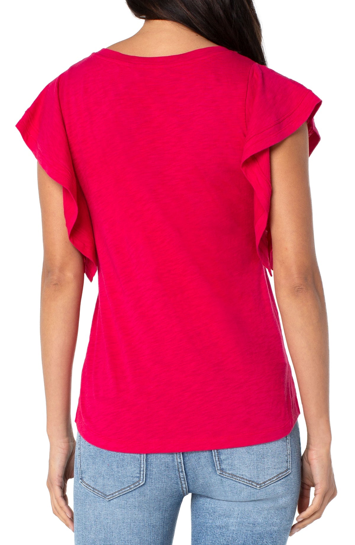 Flutter Sleeve Knit Top - Lollipop Red