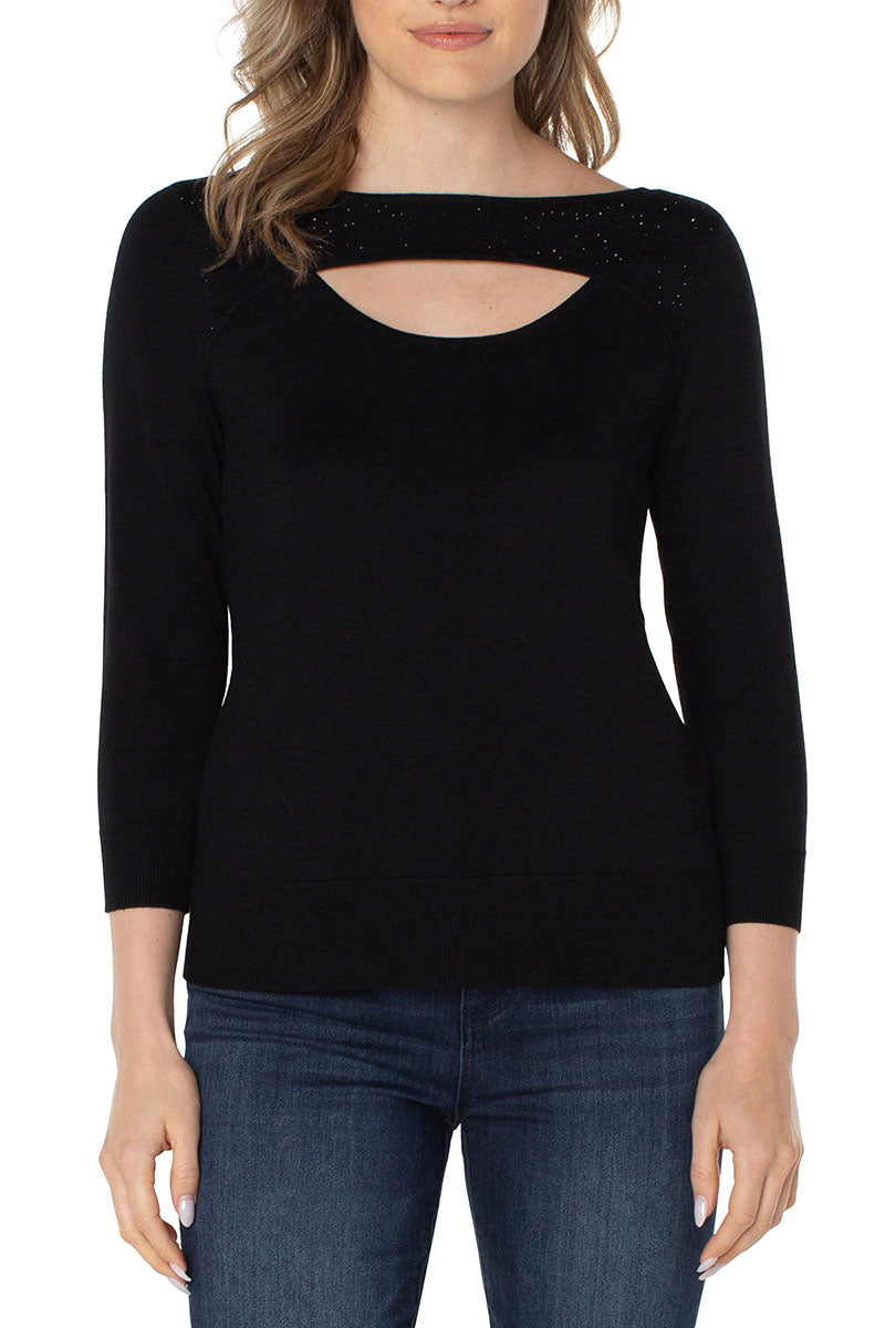 3/4 Sleeve Sweater W/Rhinestones
