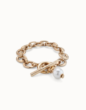 UNOde50 Gold YOLO Bracelet With Pearl Size Medium