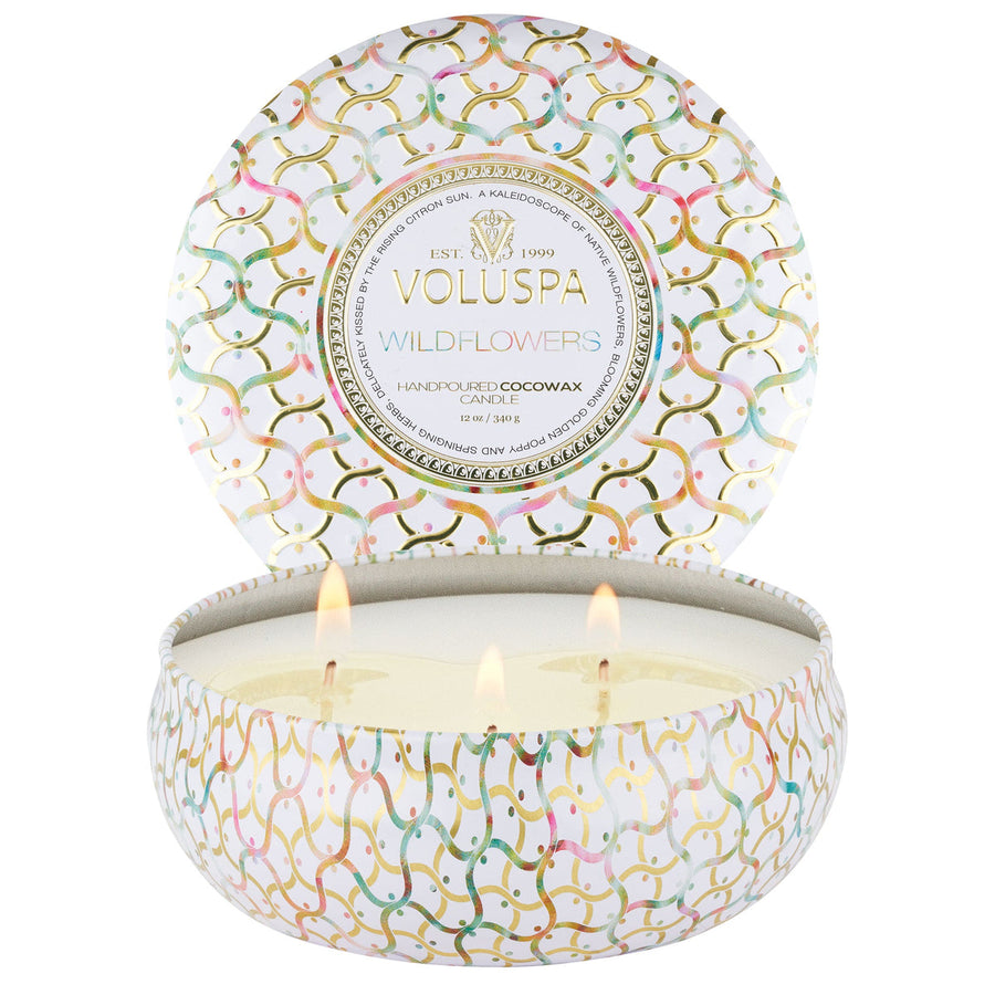 Wildflowers 3 Wick Tin Candle