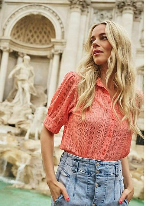 Lace Short Sleeve Blouse