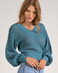 Open Knit Sweater- Peacock