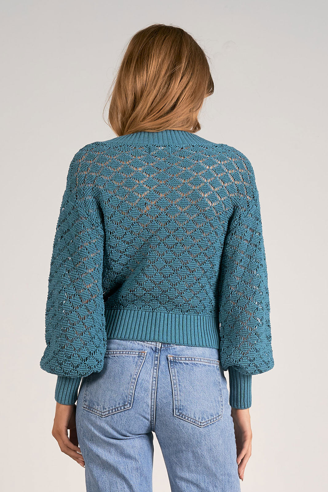 Open Knit Sweater- Peacock
