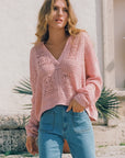 Pink Collar Knit Sweater
