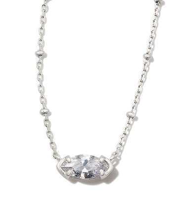 Kendra Scott Genevieve Satelitte Short Pendant Necklace Silver White Cz