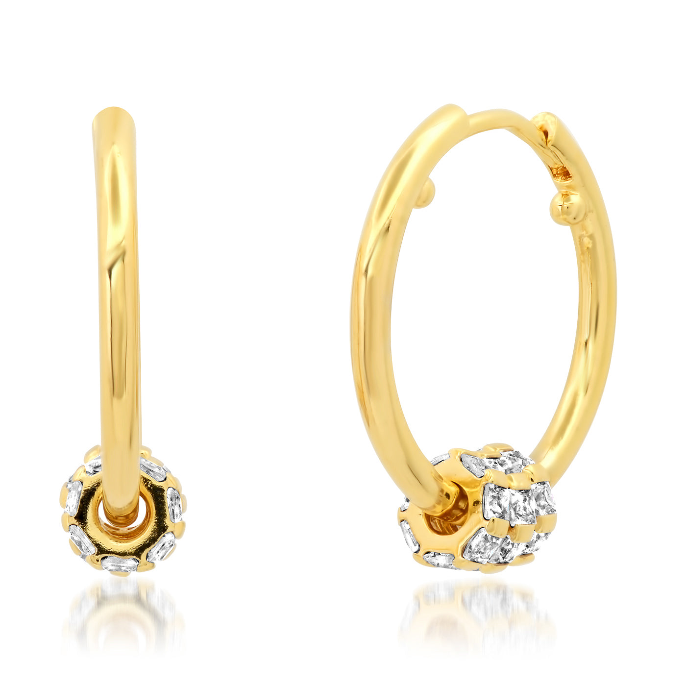 Gold Hoop With CZ Rondelles - Gold