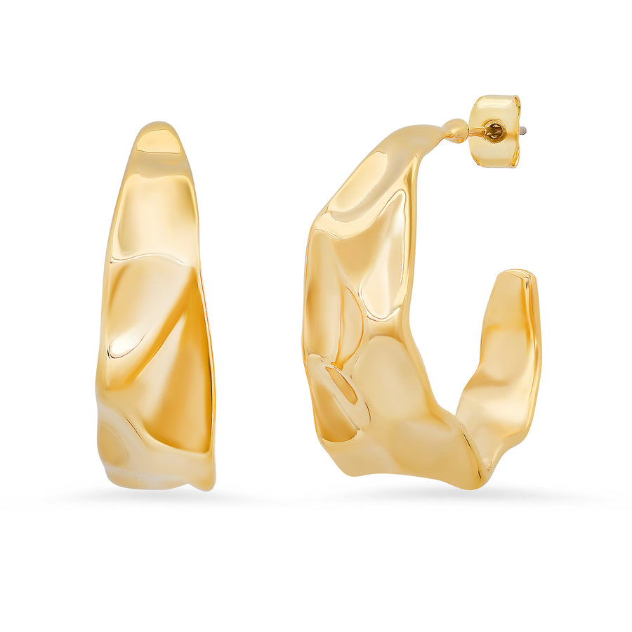 Hammered Gold Huggies