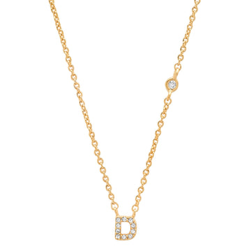 Gold Cubic Zirconia Initial Necklace - D