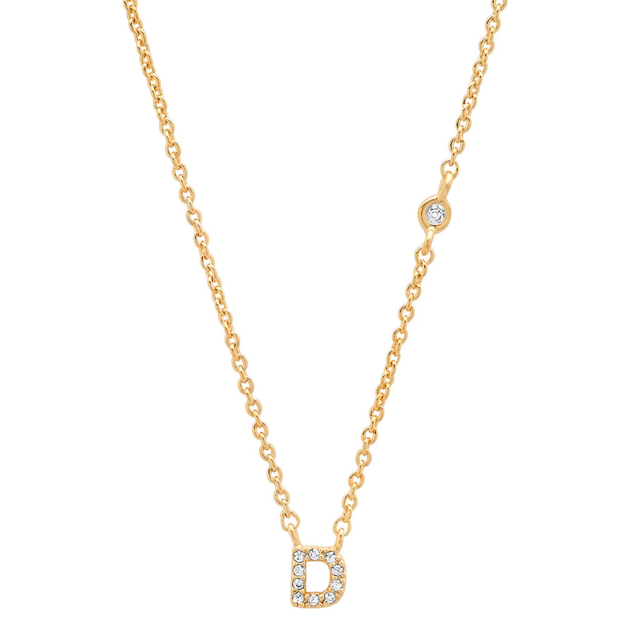 Gold Cubic Zirconia Initial Necklace - D
