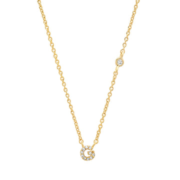 Gold Cubic Zirconia Initial Necklace - G