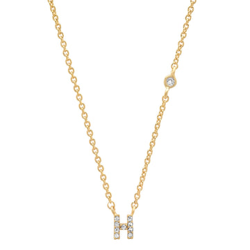 Gold Cubic Zirconia Initial Necklace - H