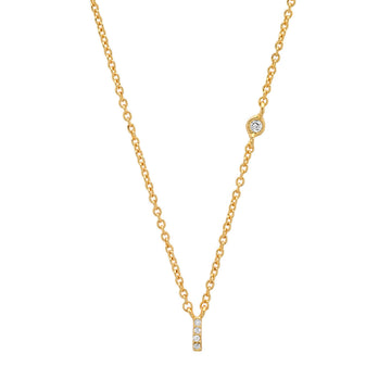 Gold Cubic Zirconia Initial Necklace - I