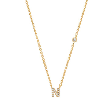 Gold Cubic Zirconia Initial Necklace - N