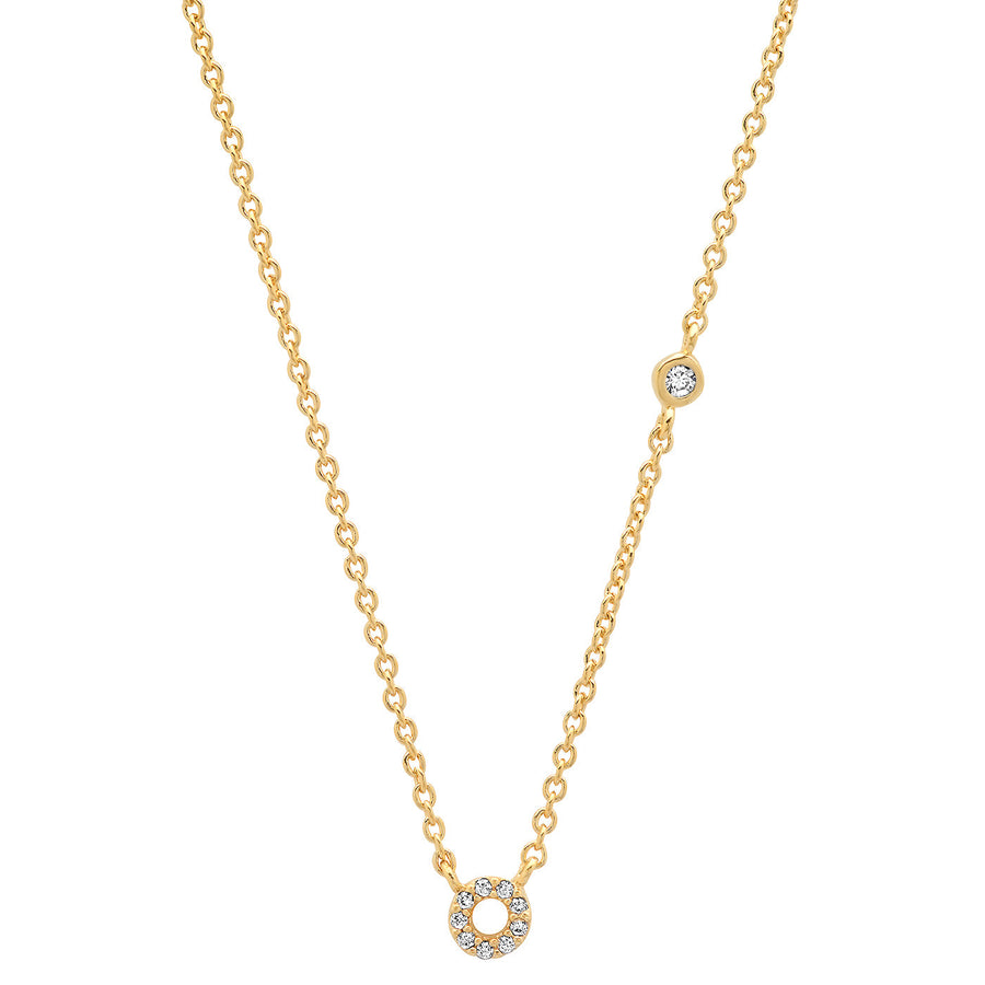 Gold Cubic Zirconia Initial Necklace - O