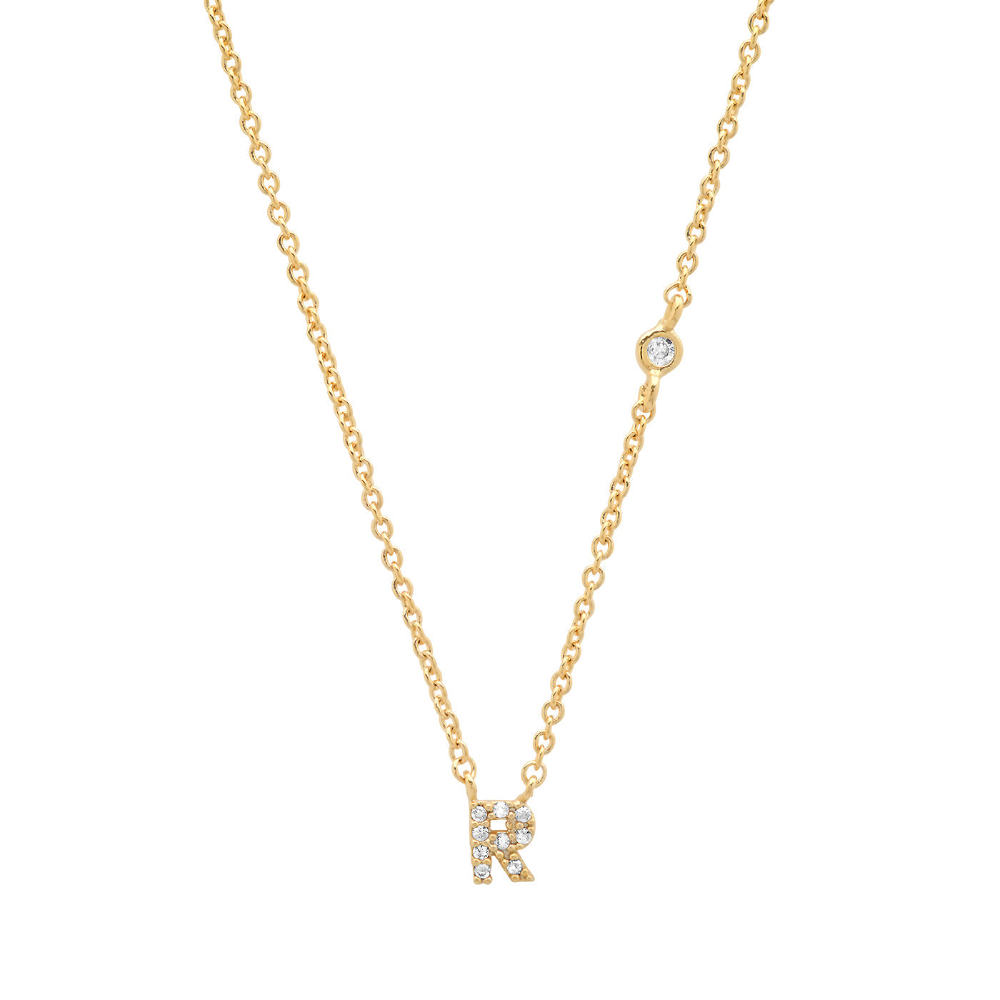 Gold Cubic Zirconia Initial Necklace - R