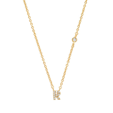 Gold Cubic Zirconia Initial Necklace - R