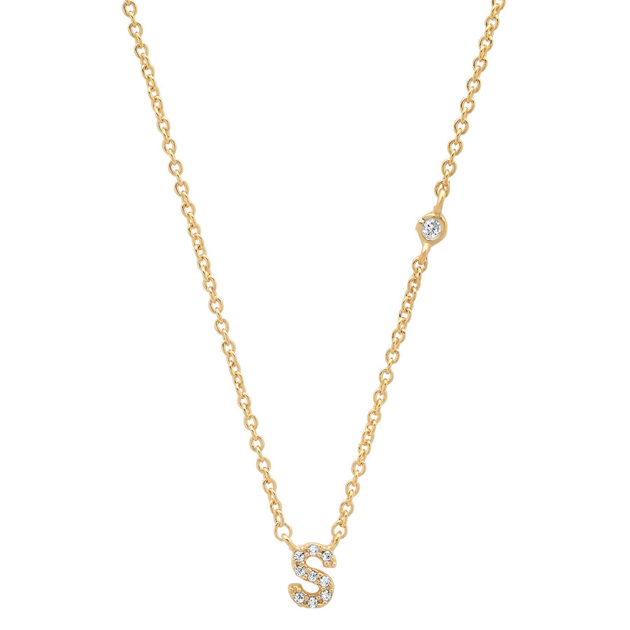 Gold Cubic Zirconia Initial Necklace - S