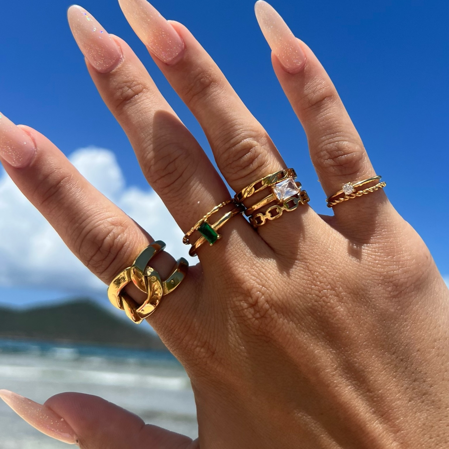 Brooklyn Chain Ring - Gold - Size 7