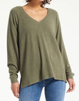 Lyndell Sweater Top - Dusty Olive