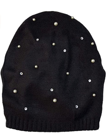 Embellished Pearl Hat - Black