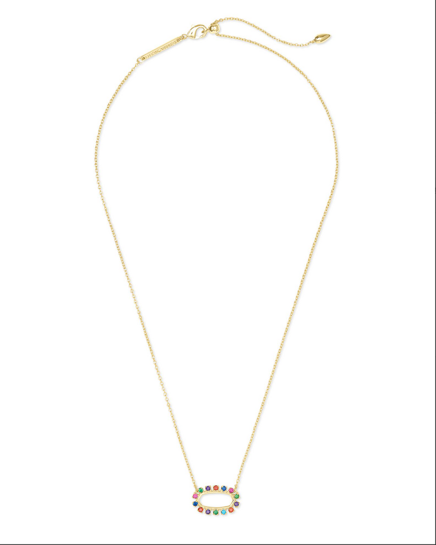 Kendra Scott Elisa Open Frame Necklace - Gold Multi Cubic Zirconia