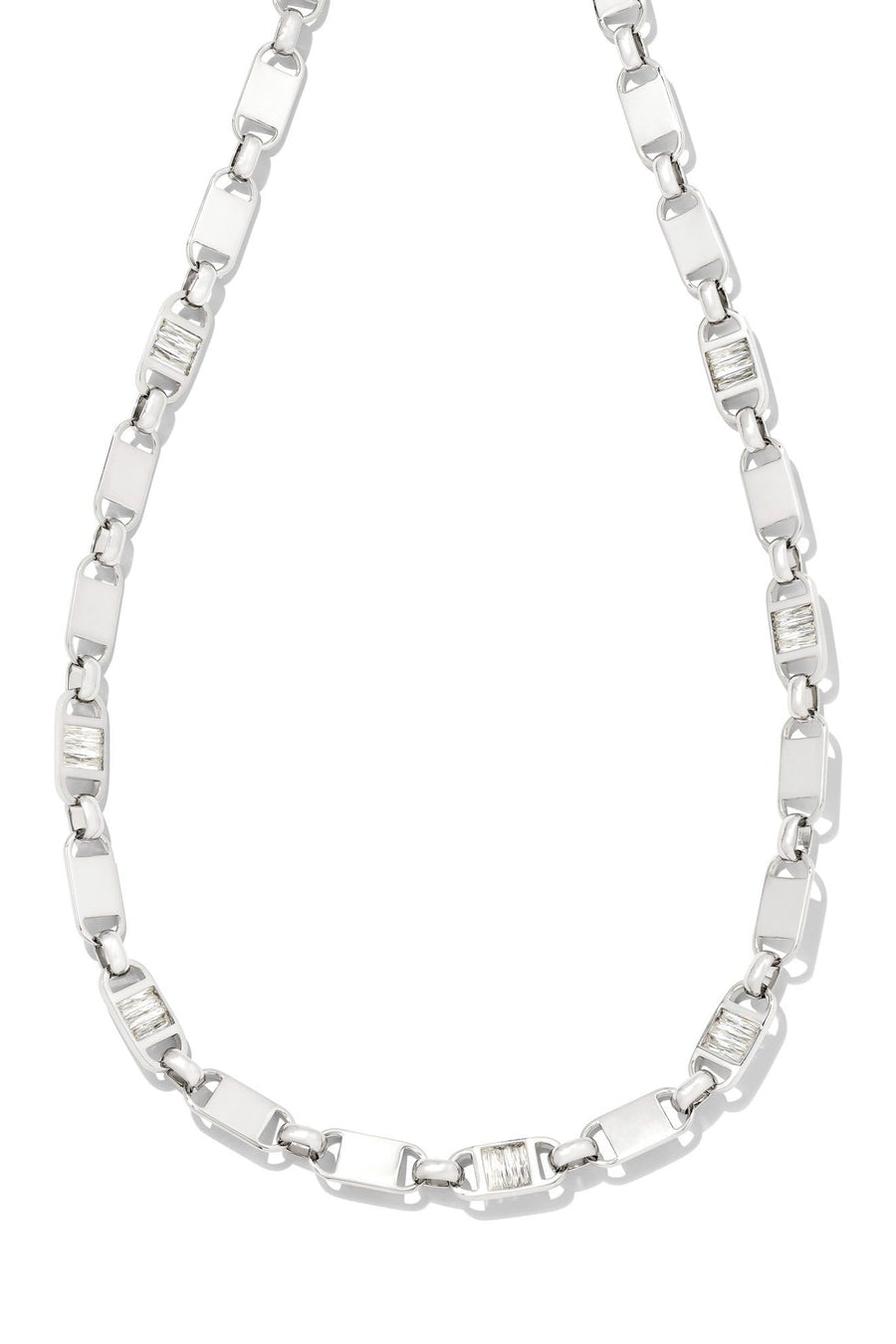 Kendra Scott Jessie Chain Necklace Rhodium White Crystal