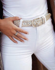 Zina Studded Belt - White
