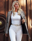 Zina Studded Belt - White
