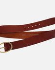 Elsa Oval Buckle Wide Leather Belt - Cognac