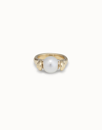 UNOde50 Gold Full Pearlmoon Ring Size 8