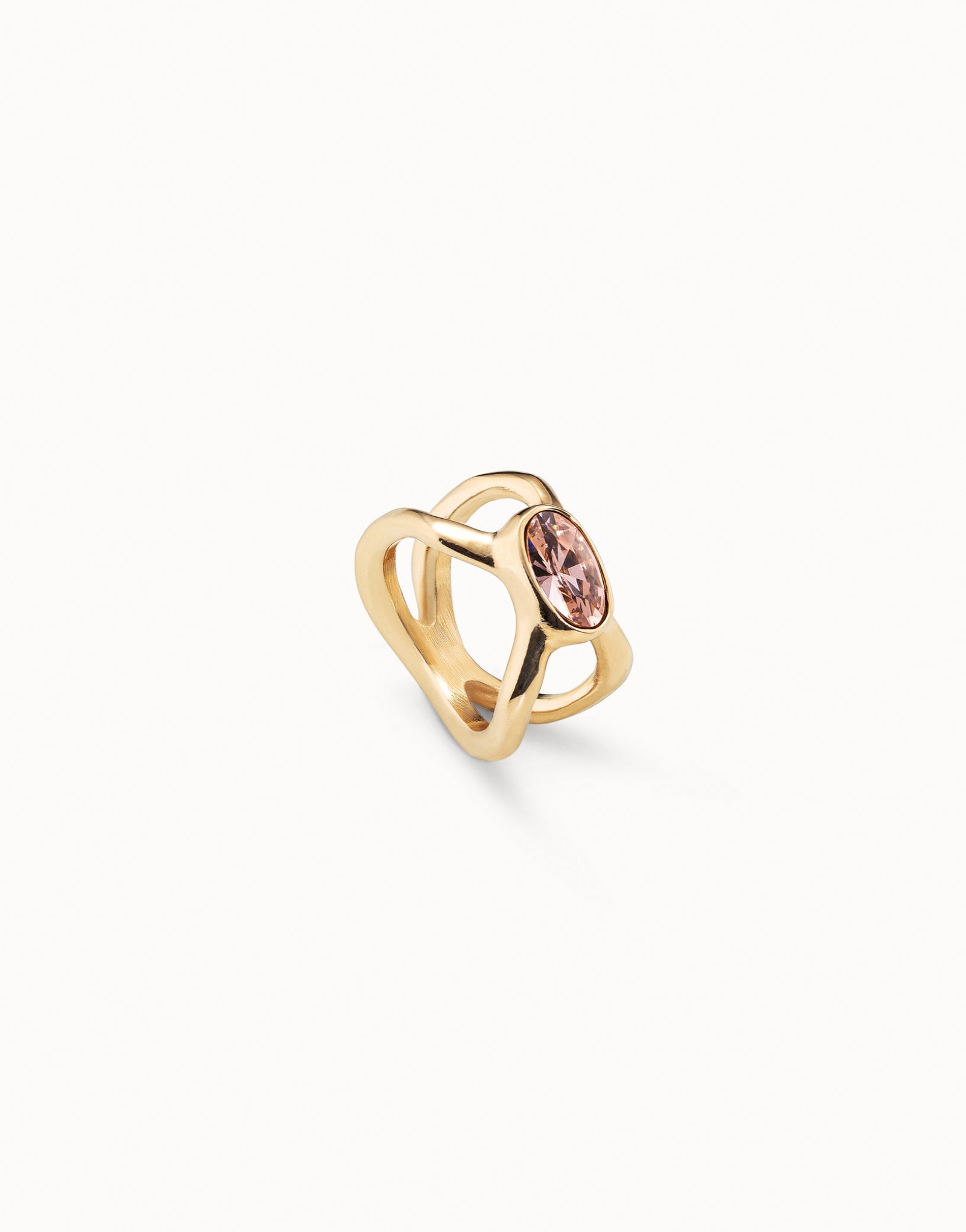 UNOde50 Gold Guardian Pink Crystal Ring Size 8