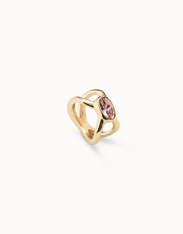 UNOde50 Gold Guardian Pink Crystal Ring Size 9