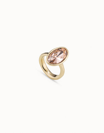 UNOde50 Gold The Queen Pink Crystal Ring Size 7