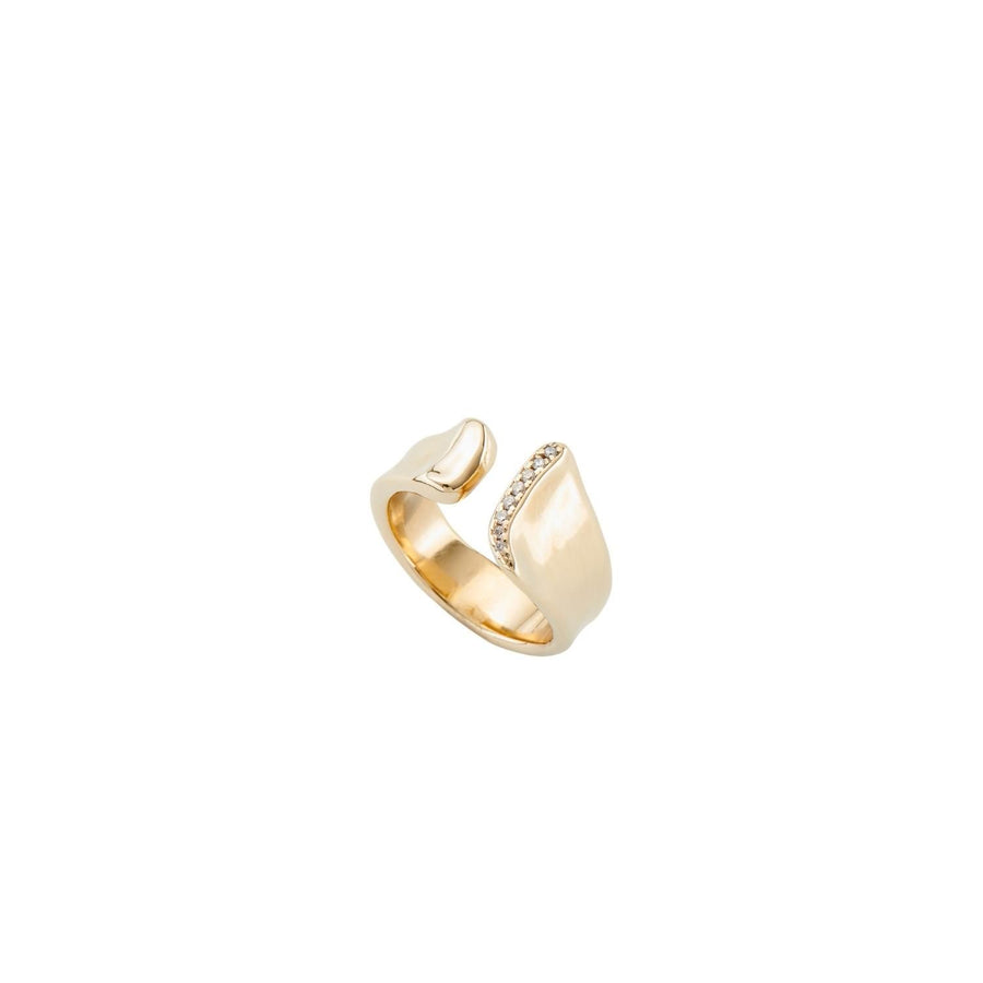 UNOde50 Gold Cliff Ring Size 7