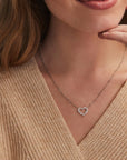 Kendra Scott Ari Heart Crystal Pendant Necklace Rhodium White Crystal